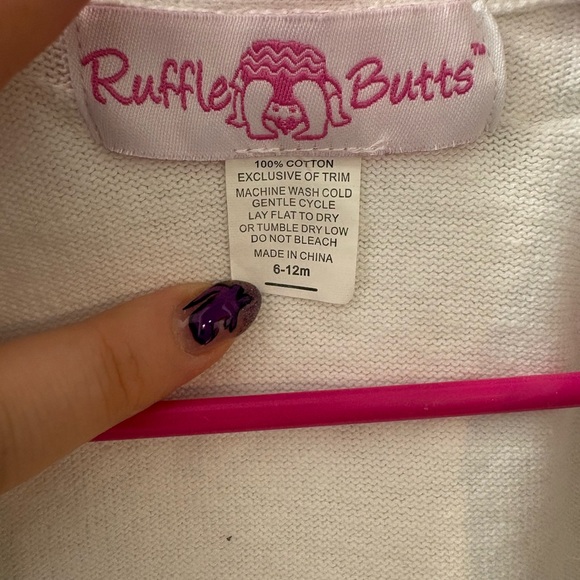 Ruffle Butts Ivory Ruffle Trim Cardigan - Picture 2 of 3